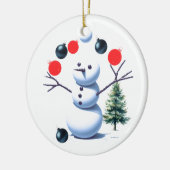 Jongleren Sneeuwman Kerstballen Keramisch Ornament (Links)