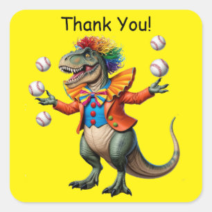 Jongleren T-rex in clown outfit Vierkante Sticker