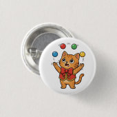 Jonglerende Kat Circus Knop Ronde Button 3,2 Cm (Voorkant /achterkant)