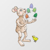 Jonglerende Paashaas Raamsticker (Vel)