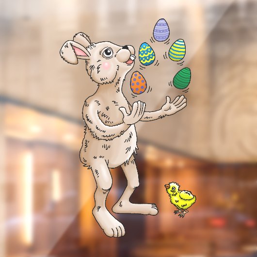 Jonglerende Paashaas Raamsticker (Vel 2)