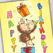 Jonglerende verjaardag egels briefkaart