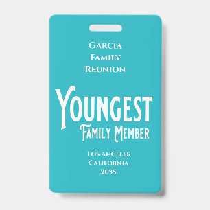 Jongste familielid familiereünie badge