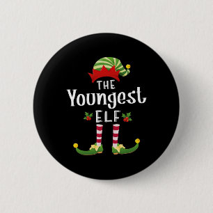 Jongste Kerstelf Matching Pyjama Kerstfeest Ronde Button 5,7 Cm