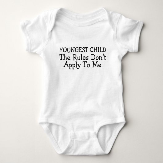 Jongste kind De regels gelden niet voor mij Baby Romper (Voorkant)
