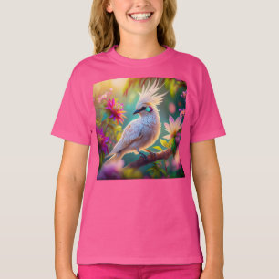 Jongvolwassen Kuifbloesem Veer Duif Fantasie Vogel T-shirt