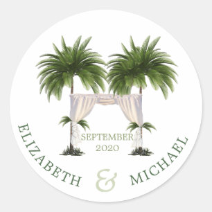 Joods huwelijk Chuppah Elegant modern palm Ronde Sticker