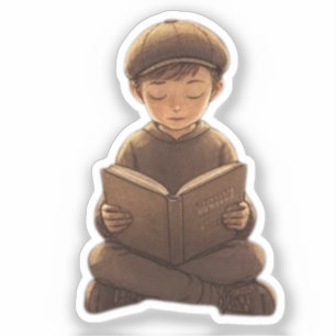 Joods Jongen Leest Boek – Schattig & Betekenisvol Sticker