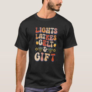Joods Licht Latkes Gelt Chanoeka Kerstmis T-shirt