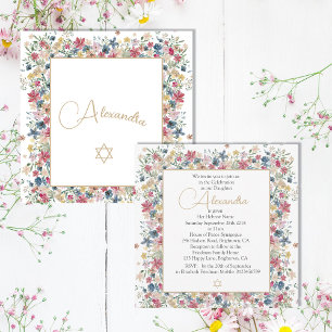 Joods Meisje Baby Naming Bloemen Religieus Kaart