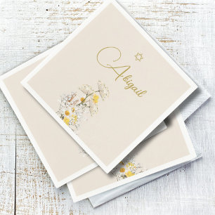 Joods Meisje Baby Naming Waterverf Wildflower Servet