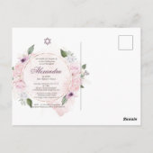 Joods Meisje Roze Rozen David Uitnodiging (Achterkant)
