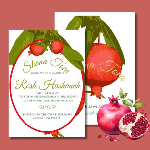 Joods nieuwjaarsdiner Granaatappel Rosh Hashanah Kaart