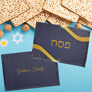 Joods Pascha blauw en goud Kussensloop