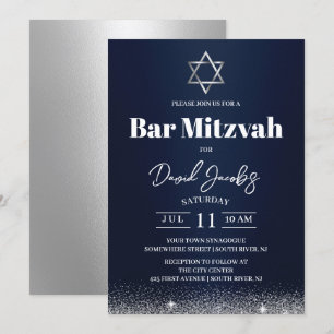 Joodse Bar Mitswa Davidster Moderne Navyblauw Kaart