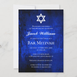 Joodse Bar Mitzvah Blue Waterverf Uitnodiging
