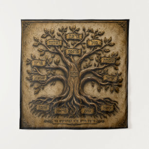 Joodse Boom des Levens Hebreeuwse Zegeningen  Wandkleed