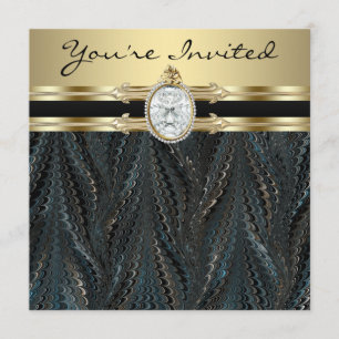 Joodse Elegant Black Gold Womans Birthday Party Kaart