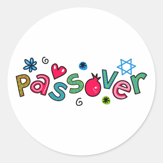 Joodse Festival van Passover Text Greeting Ronde Sticker (Voorkant)