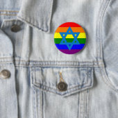 Joodse Gay Pride Flag Ronde Button 5,7 Cm (In situ)