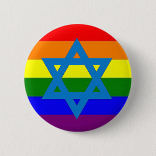 Joodse Gay Pride Flag Ronde Button 5,7 Cm