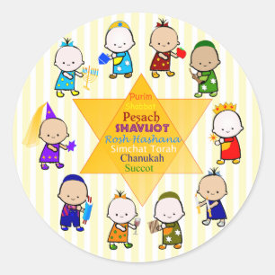 Joodse Holiday Star Kinder Ronde Sticker