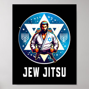 Joodse Jood Jitsu Grappig Hanukkah Rabbi Karate Ch Poster