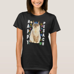 Joodse Kat Kippah Gelukkig Pesach Matzah Paasfeest T-shirt