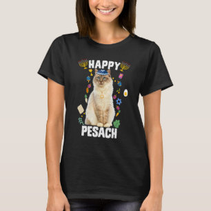 Joodse Kat Kippah Gelukkig Pesach Matzah Paasfeest T-shirt