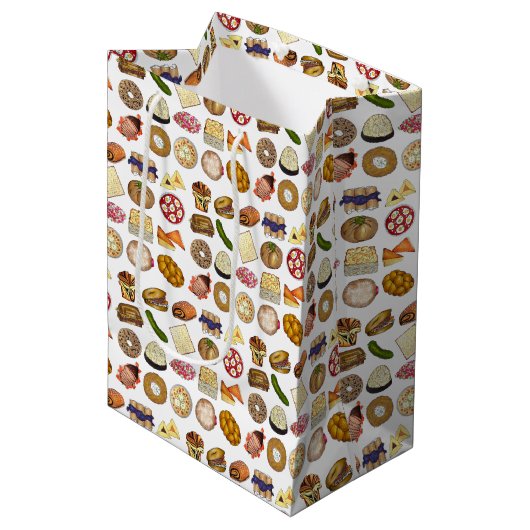 Joodse kookCuisine Holiday Dinner Foods Print Medium Cadeauzakje (Voorkant Gekanteld)