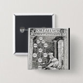 Joodse kool met een sephiroth vierkante button 5,1 cm (Voorkant /achterkant)