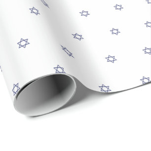 Joodse Magen David-marineblauw en wit patroon Cadeaupapier