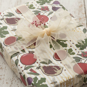 Joodse Mazel Tov Granaatappels, Vijgen, Honingbije Cadeaupapier