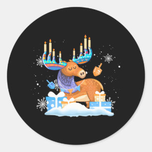 Joodse Moose Grappig Chanoeka Moose Pyjama Meisjes Ronde Sticker