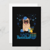 Joodse Pug Honden Menora Haan Chanukah Hanukkah Jo Kaart (Voorkant / Achterkant)