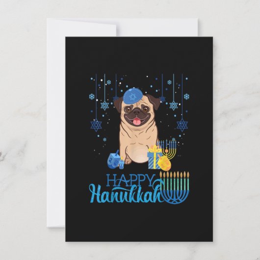 Joodse Pug Honden Menora Haan Chanukah Hanukkah Jo Kaart (Voorkant)