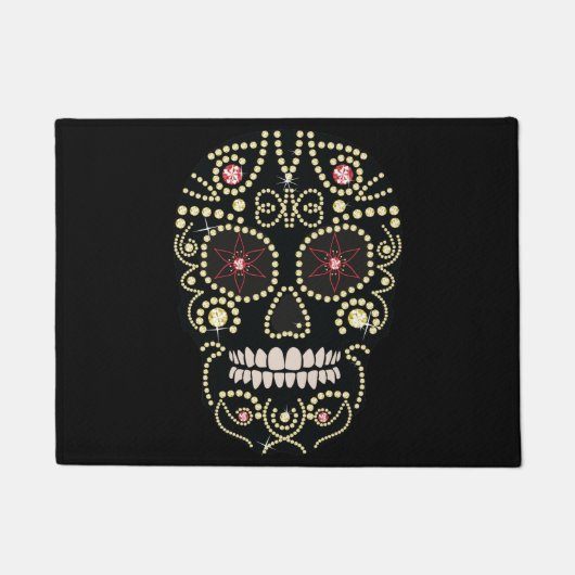 Joodse Rhinestone Skull Rug Deurmat (Voorkant)