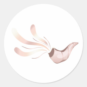 Joodse schofar illustratie roos goud ronde sticker