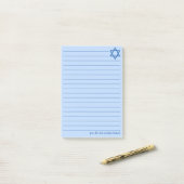 Joodse ster van David Custom Blue Line Post-it® Notes (Op bureau)