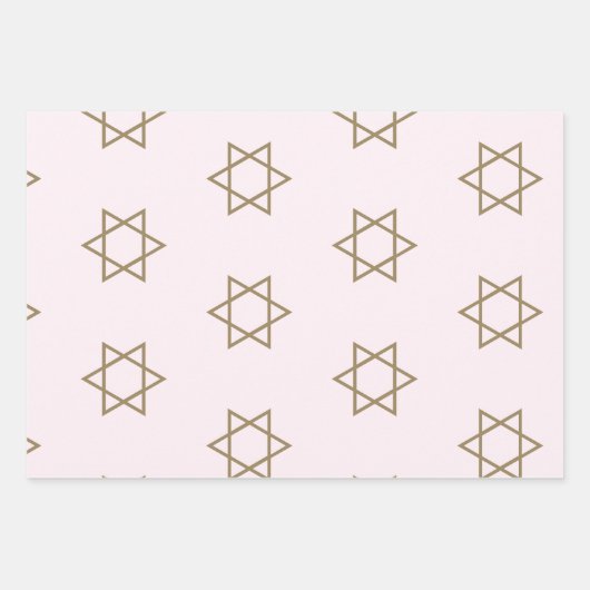 Joodse ster van David Elegant Roze Bloemen Inpakpapier Vel (Voorkant 2)