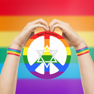 Joodse ster van David Gay Praid Rainbow Flag Peace Ronde Sticker
