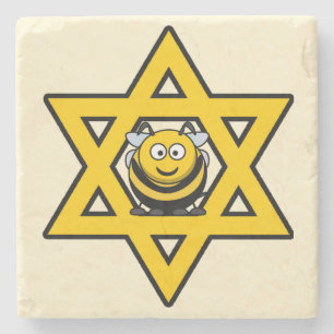 Joodse ster van David met een honingbijen Stenen Onderzetter