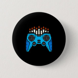 Joodse videogame speler Hanukkah Chanukah mannen j Ronde Button 5,7 Cm