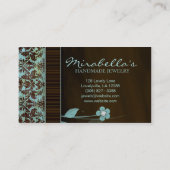 Joodse Visitekaartje Damask Blue Brown Diamond (Achterkant)