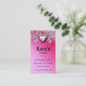 Joodse Visitekaartje Elegant Vintage Damask Pink (Staand voorkant)