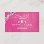 Joodse Visitekaartje Floral Pink Silver Diamonds (Achterkant)