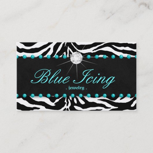 Joodse Visitekaartje Zebra Blue Stippen Diamond (Voorkant)