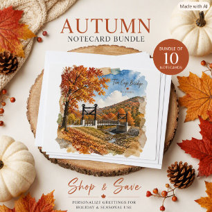 Joplin MO Tin Cup Bridge in de herfst Persoonlijk Notitiekaartje