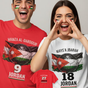 Jordaanse Voetbal Nationale Vlag Erfgoed Voetbal T-shirt