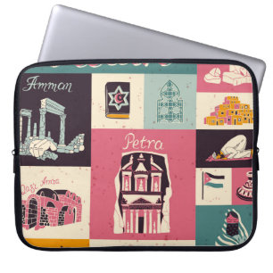 Jordan Culture Retro Geïllustreerde Symbolen Laptop Sleeve